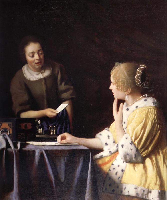 Johannes Vermeer Mistress and maid oil painting image